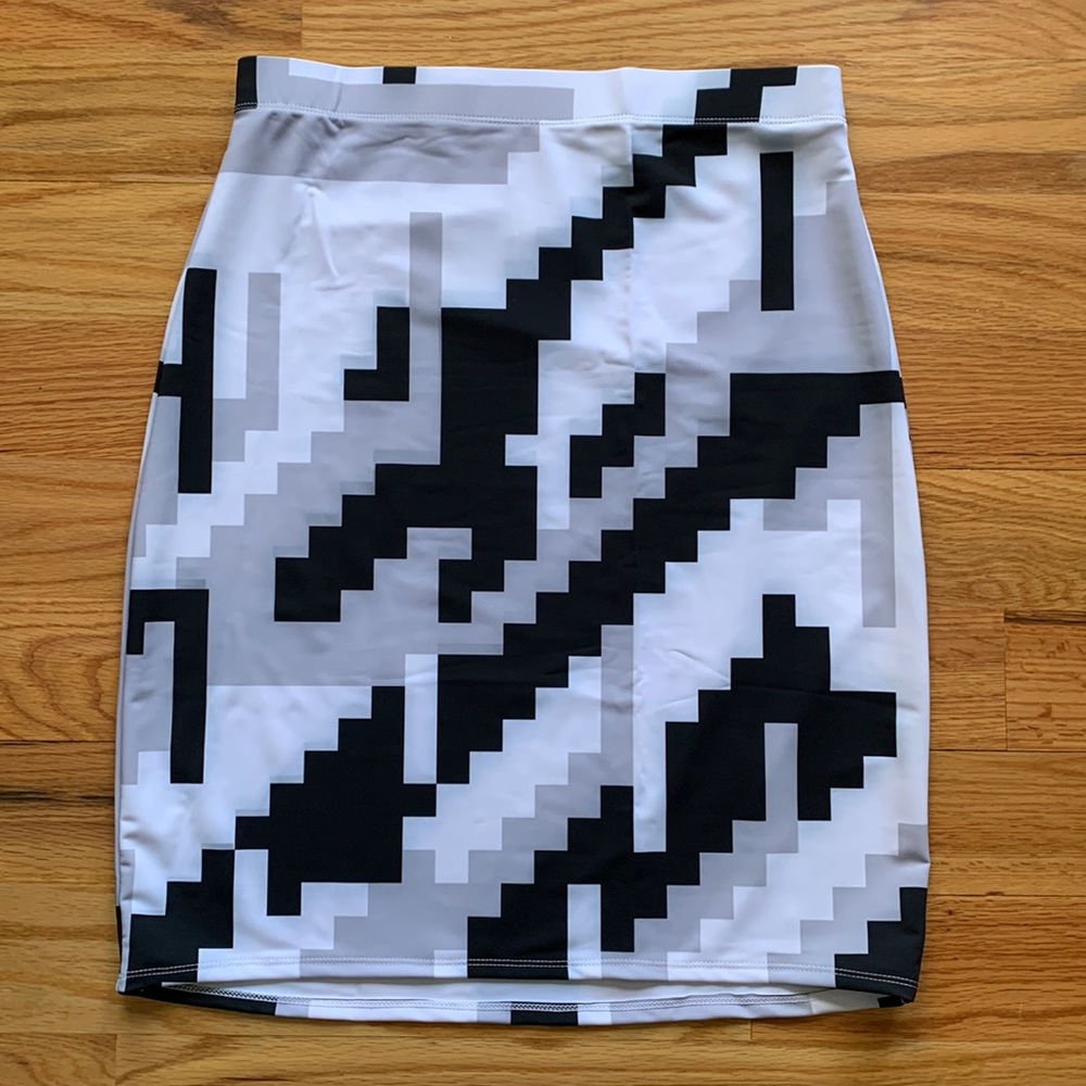 Red bubble original art work skirt. Unique pixelated pattern. Pencil skirt